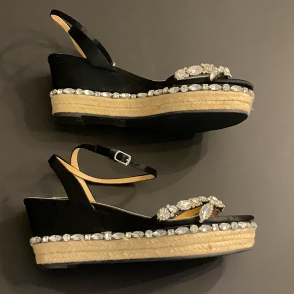 Badgley Mischka Silvia Espadrille wedge w/ rhinestone embellishments Size 9.5 - Picture 4 of 9